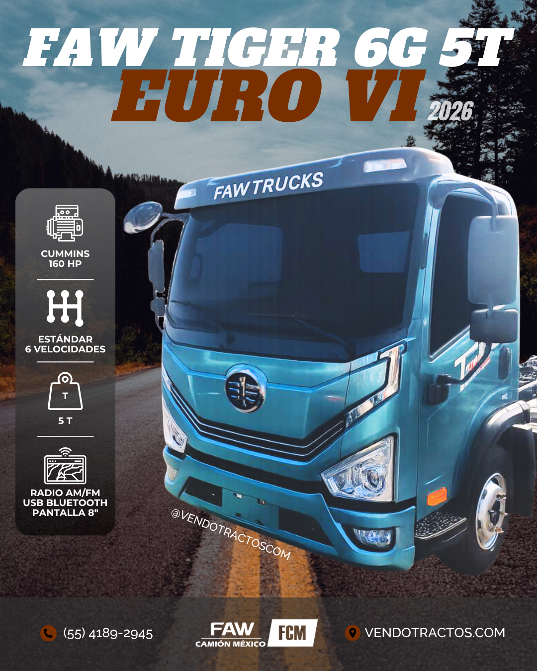 🚛 FAW Tiger 6G 5T 1605 Euro VI 2026 | Capacidad de carga 5 T
