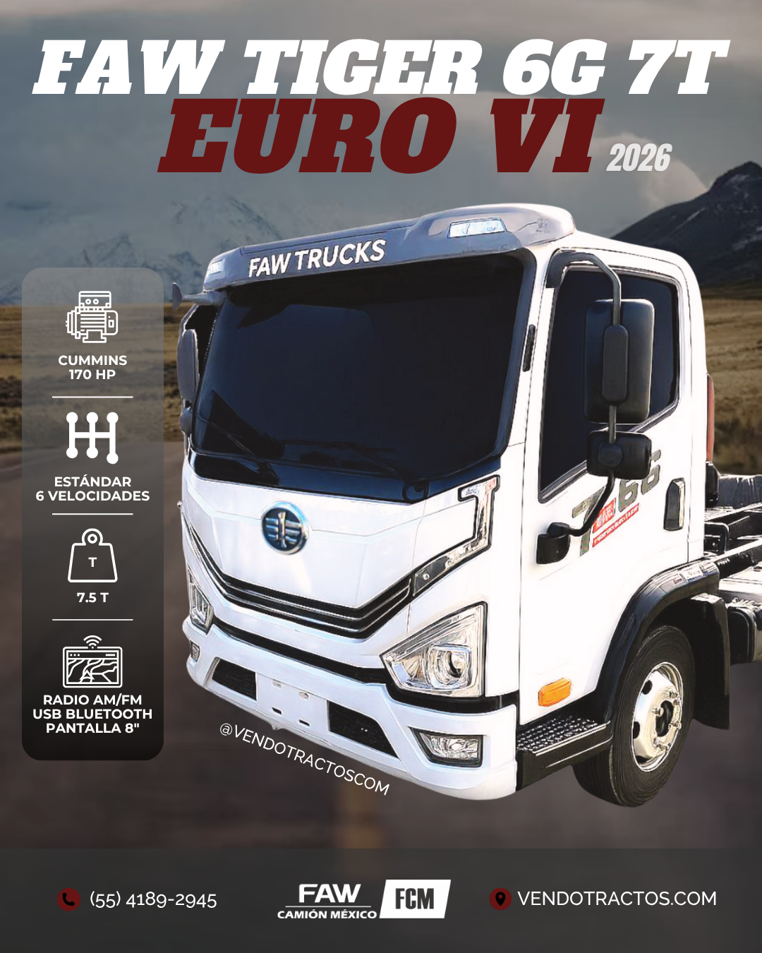 🚛 FAW Tiger 6G 7T 1707 Euro VI 2026 | Capacidad de carga 7.5T