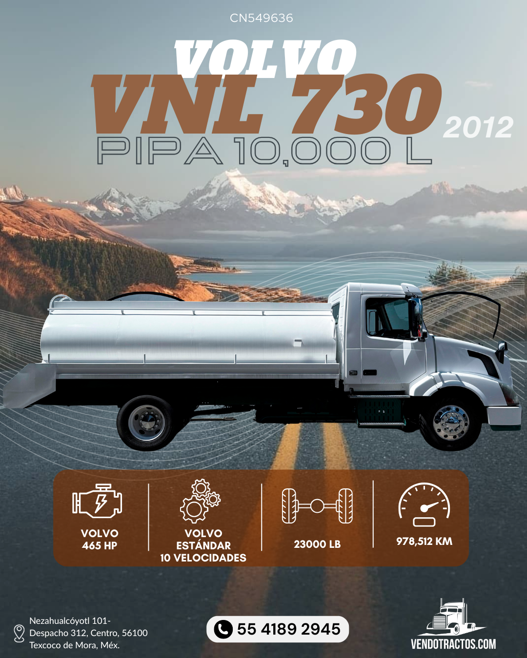 🚛Volvo VNL 730 2012 | PIPA 10,000 L
