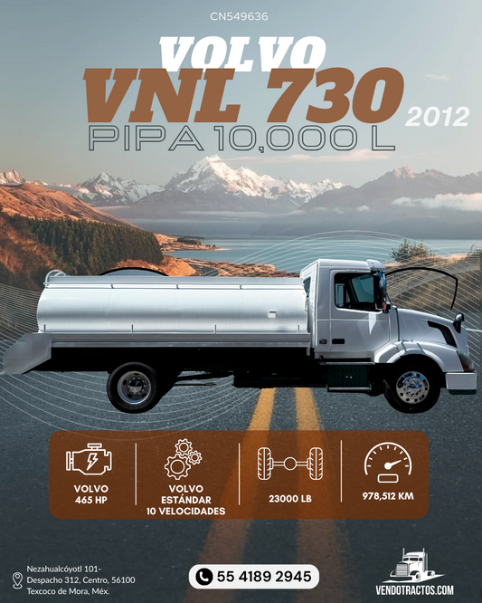 🚛Volvo VNL 730 2012 | PIPA 10,000 L