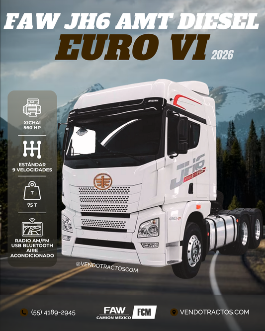 🚛 FAW JH6 560 AMT Euro VI 2026 | Capacidad de carga 75T