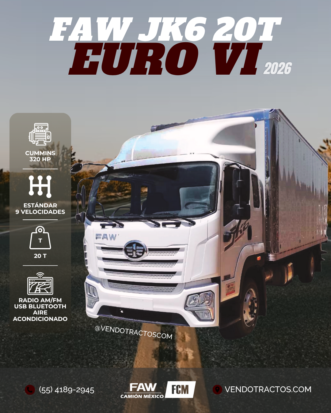🚛 FAW JK6 20T 3220 Euro VI 2026 | Capacidad de carga 20T