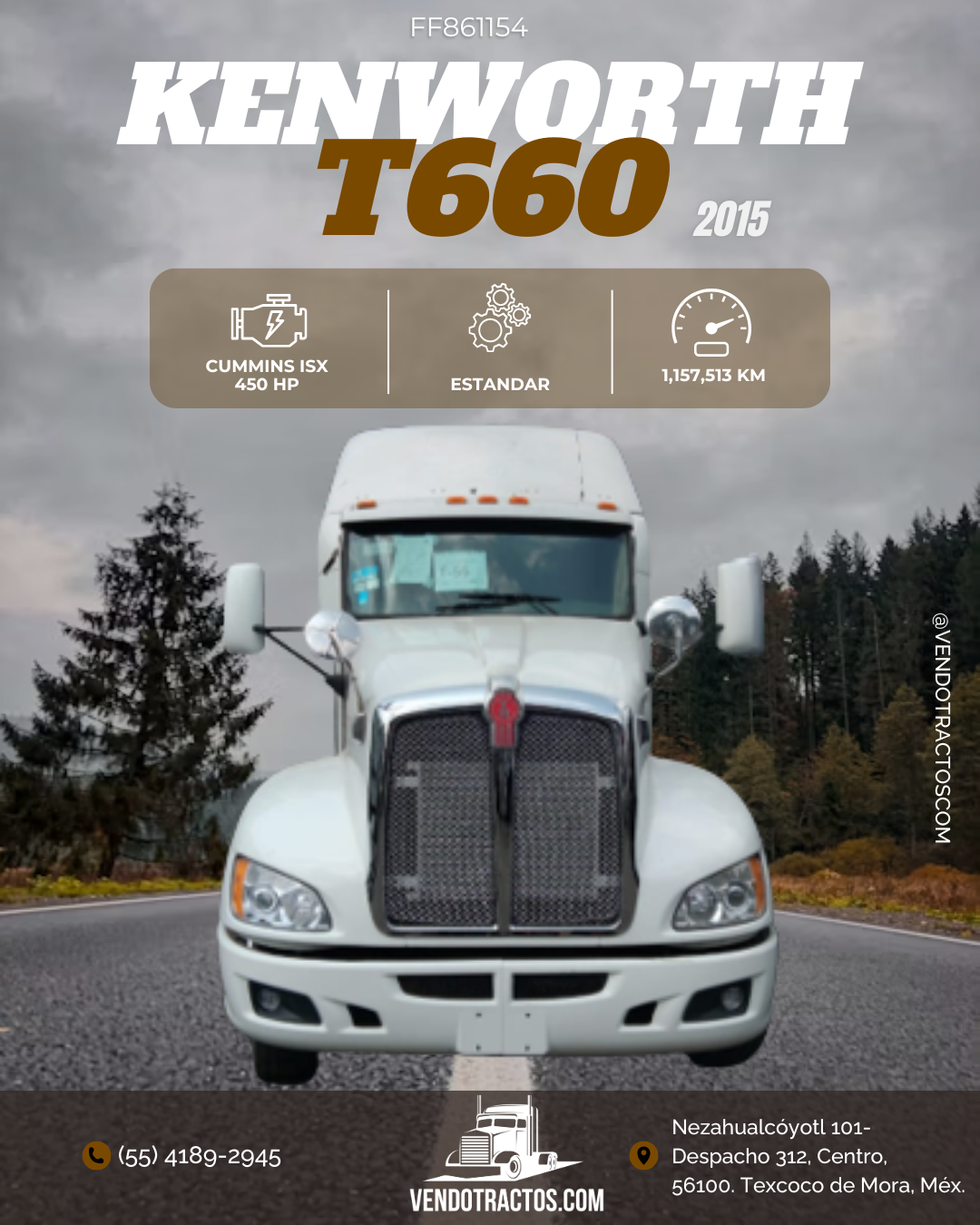 🚛 Kenworth T660 2015 color blanco