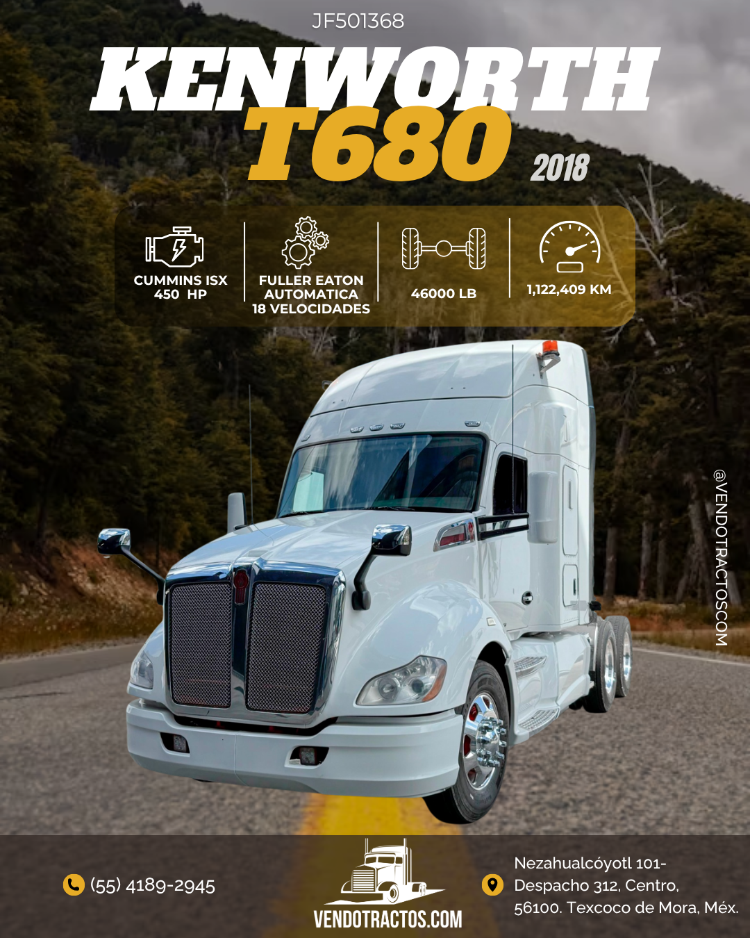 🚛 Kenworth T680 2018 color blanco