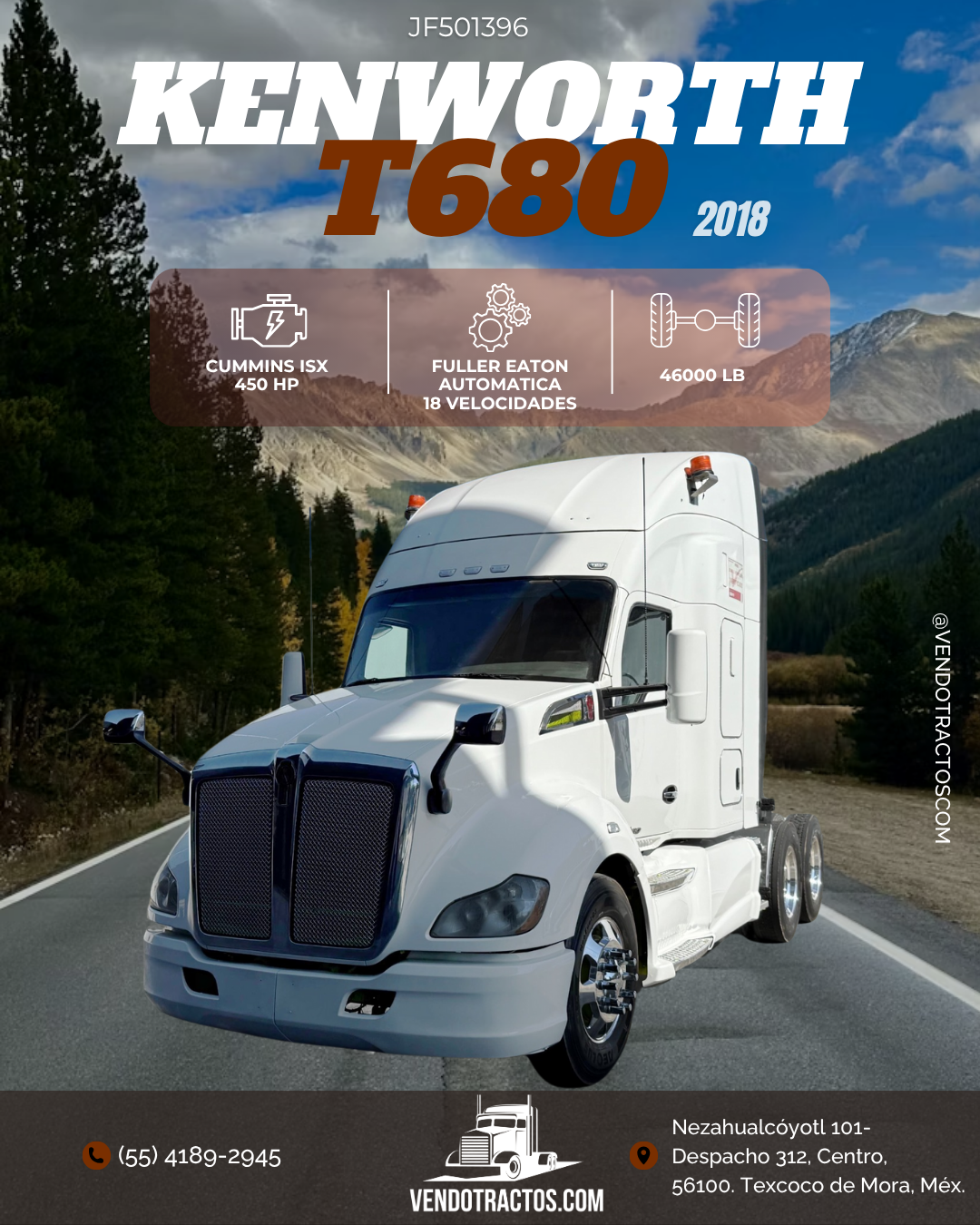 🚛 Kenworth T680 2018 color blanco