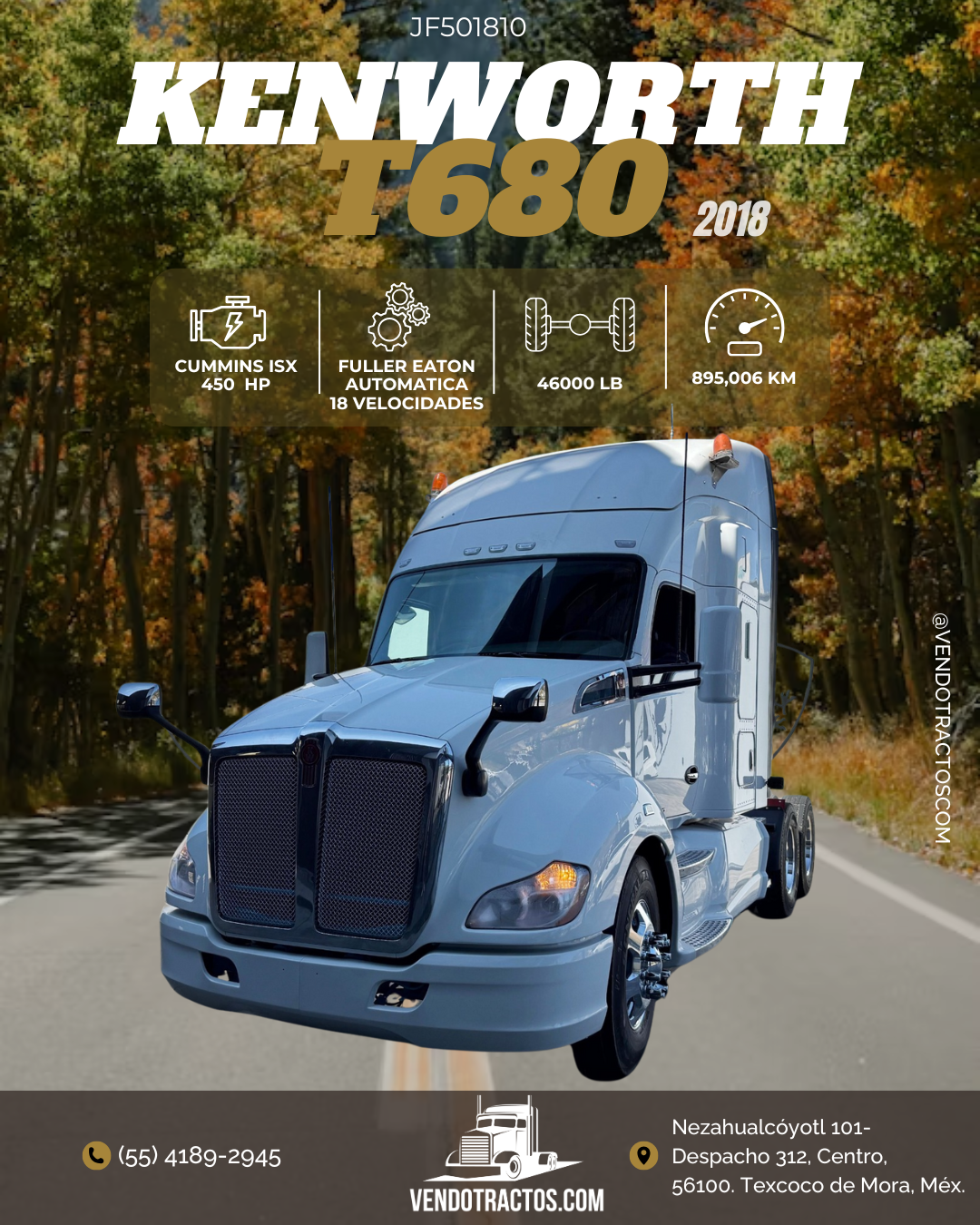 🚛 Kenworth T680 2018 color blanco