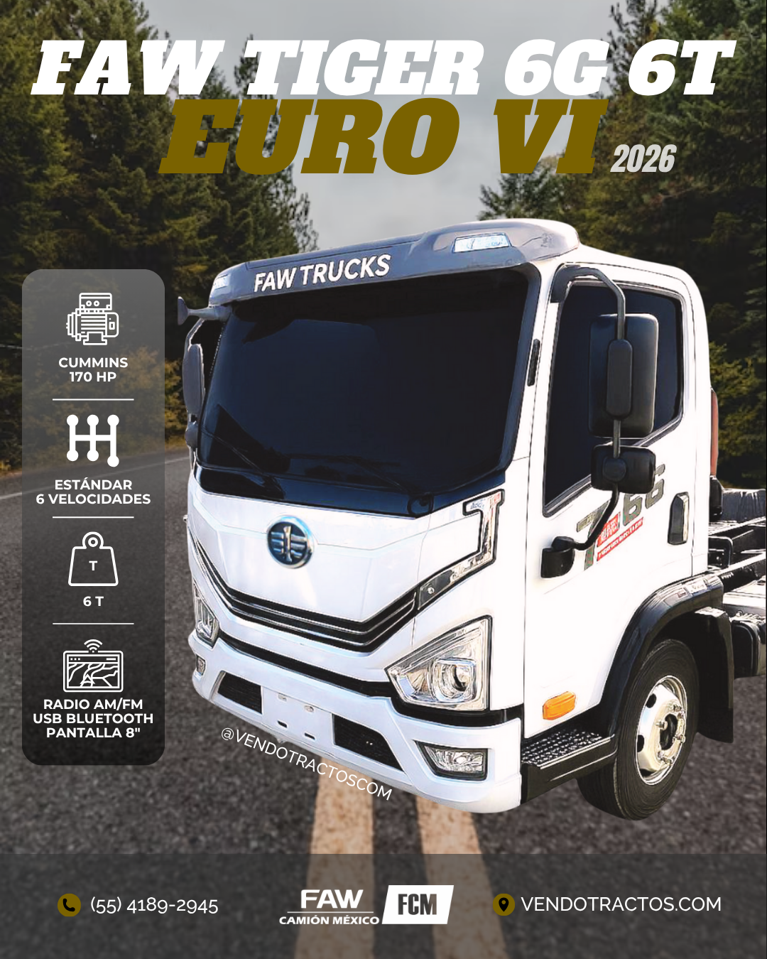 🚛 FAW Tiger 6G 6T 1706 Euro VI 2026 | Capacidad de carga 6T