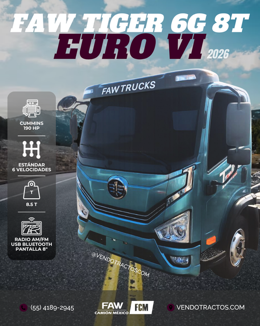 🚛 FAW Tiger 6G 8T 1908 Euro VI 2026 | Capacidad de carga 8.5T