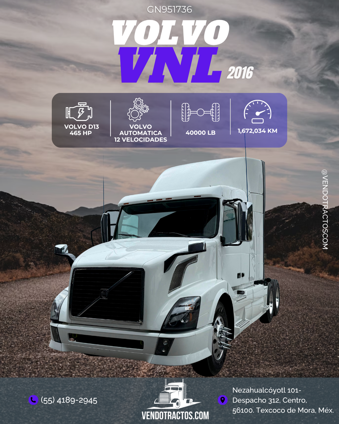 🚛 Volvo VNL 2016 color blanco