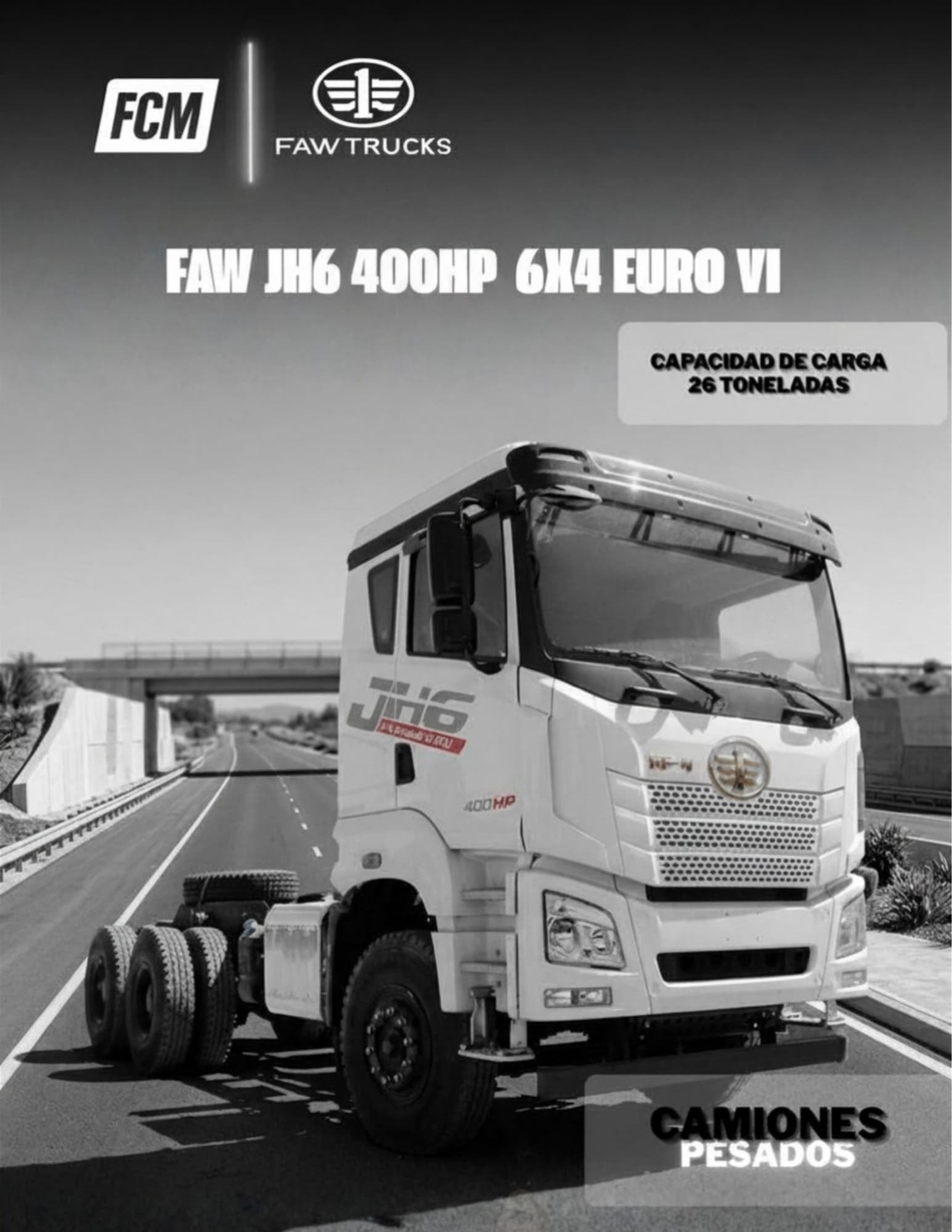 FAW JH6 400HP 6X4 Euro VI — chasis cabina con capacidad de carga de 26 toneladas