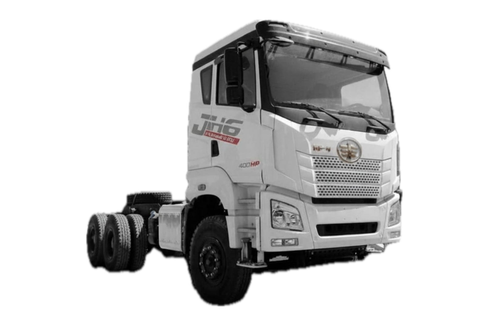 FAW JH6 420 26T chasis cabina Euro VI sobre fondo blanco